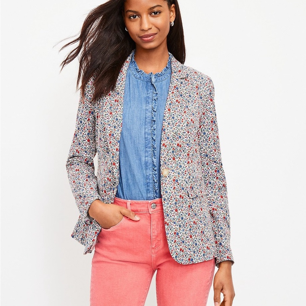 Ann Taylor LOFT floral long modern blazer